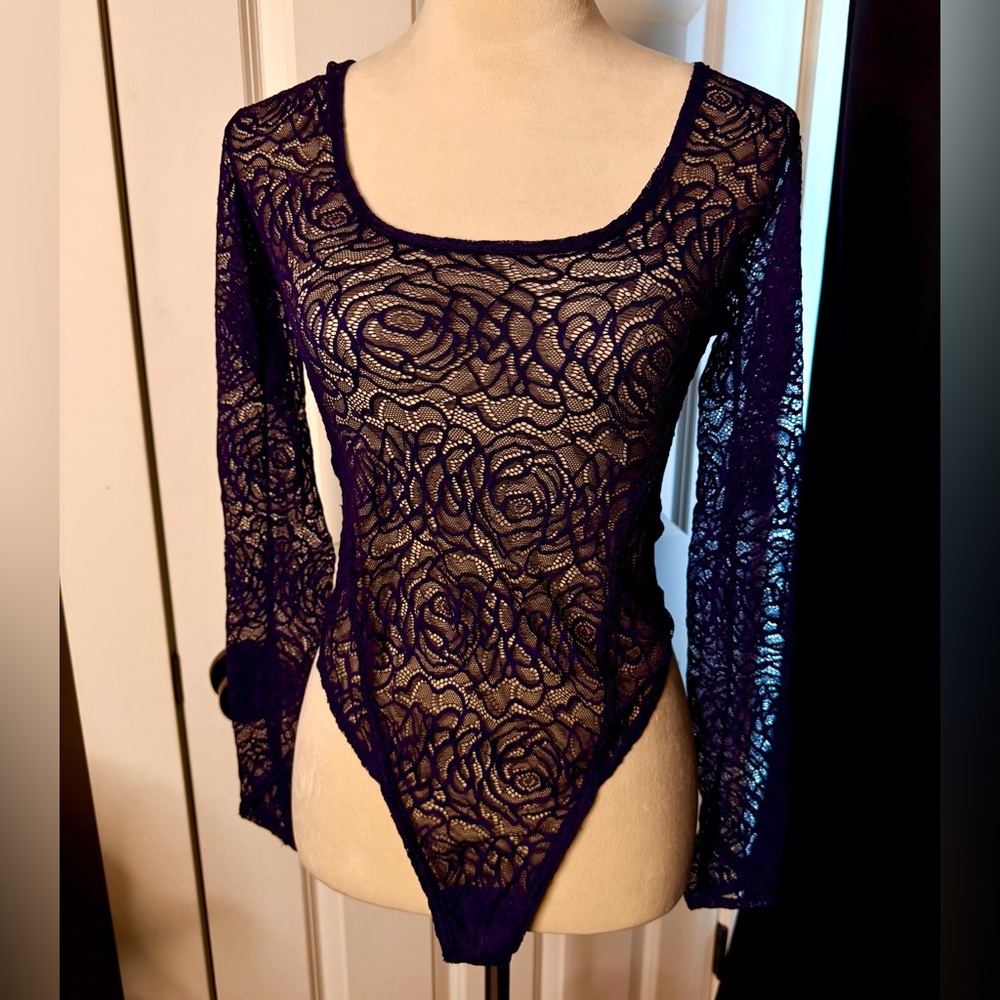 Free People Intimately In My Head Bodysuit in Navy - NWOT